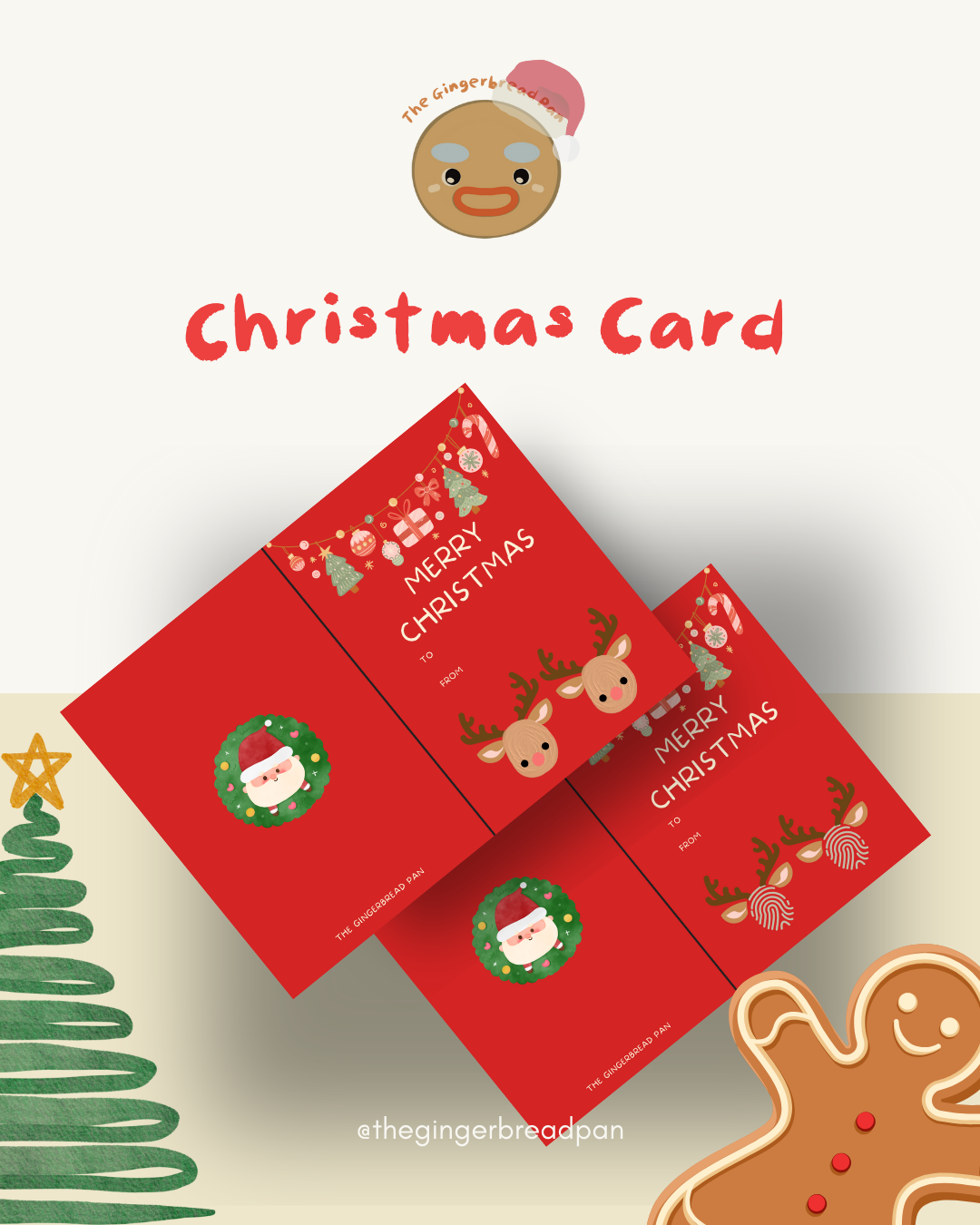 🎄 Printable Christmas Card – Reindeer DIY Design