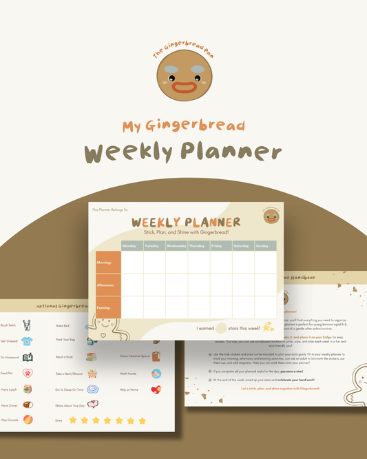 Gingerbread Weekly Planner for Kids - FREE